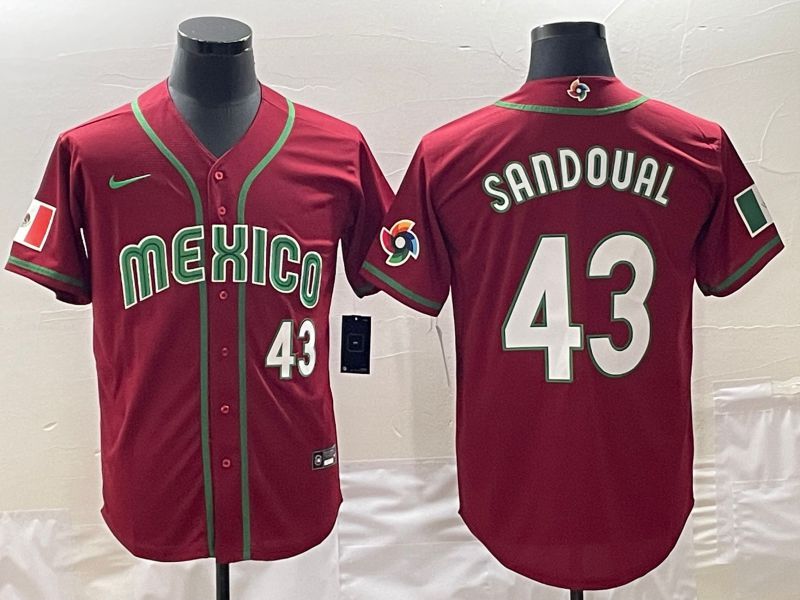 Men 2023 World Cub Mexico #43 Sandoual Red Nike MLB Jersey2->more jerseys->MLB Jersey